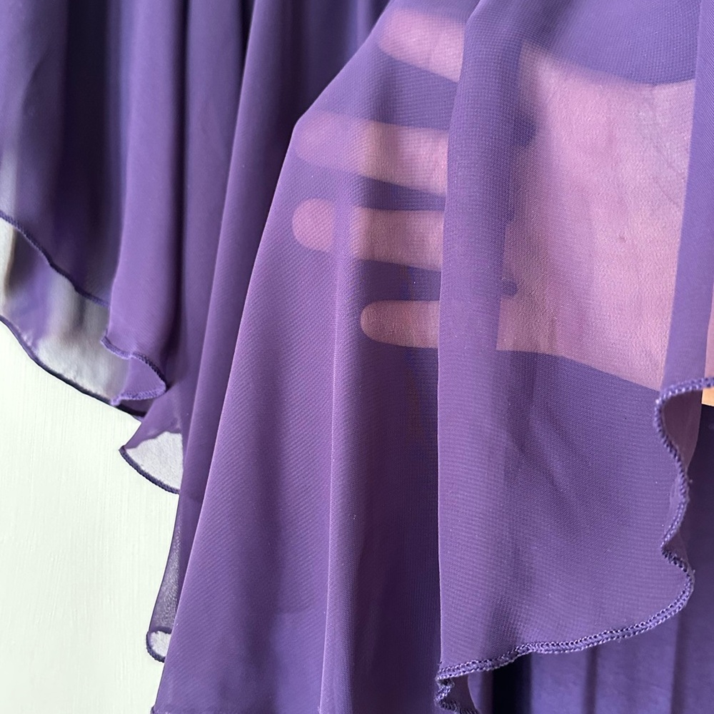 VENUS Purple Asymmetrical Flutter Sleeve Blouse - Picture 4 of 4